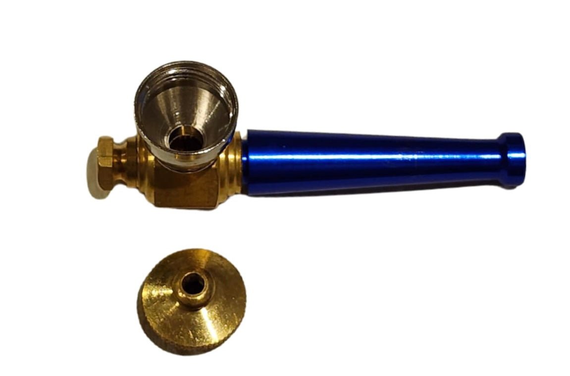 Coloured Brass & Metal Smoking Pipe 7cm