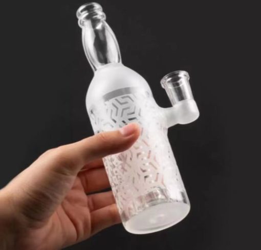 Frosted Glass Beer Bottle Shape Waterpipe 18cm - Greenhut