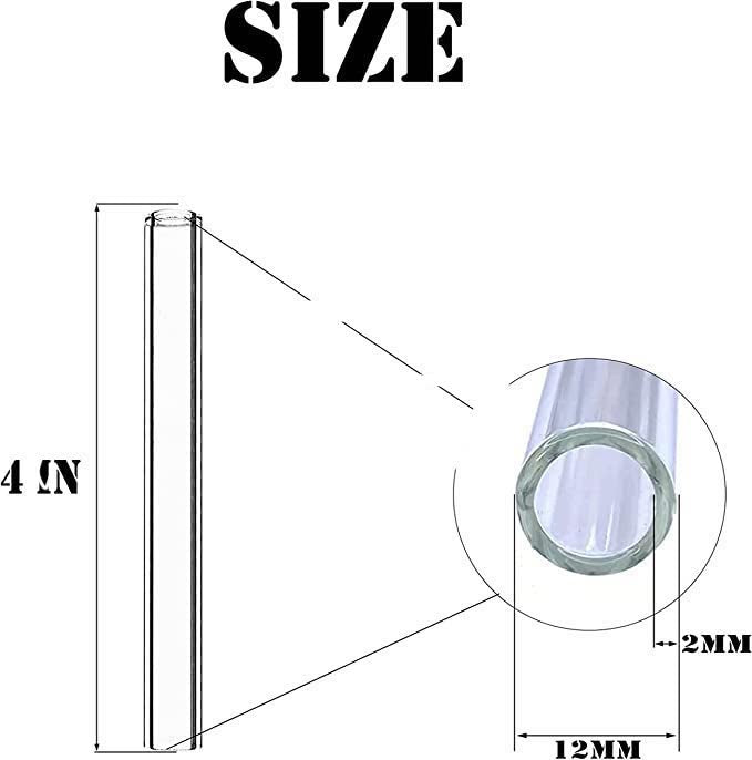 Straight Pyrex Glass Tube 12mm x 2mm x 15cm