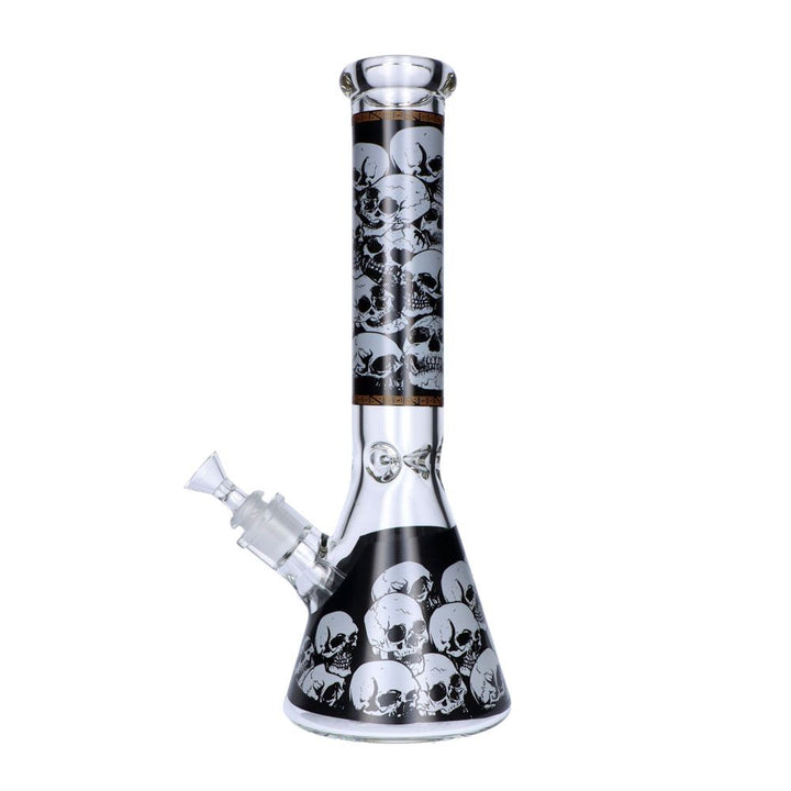 Glass Beaker Ice Catcher Waterpipe with Skull Print 36cm - Greenhut