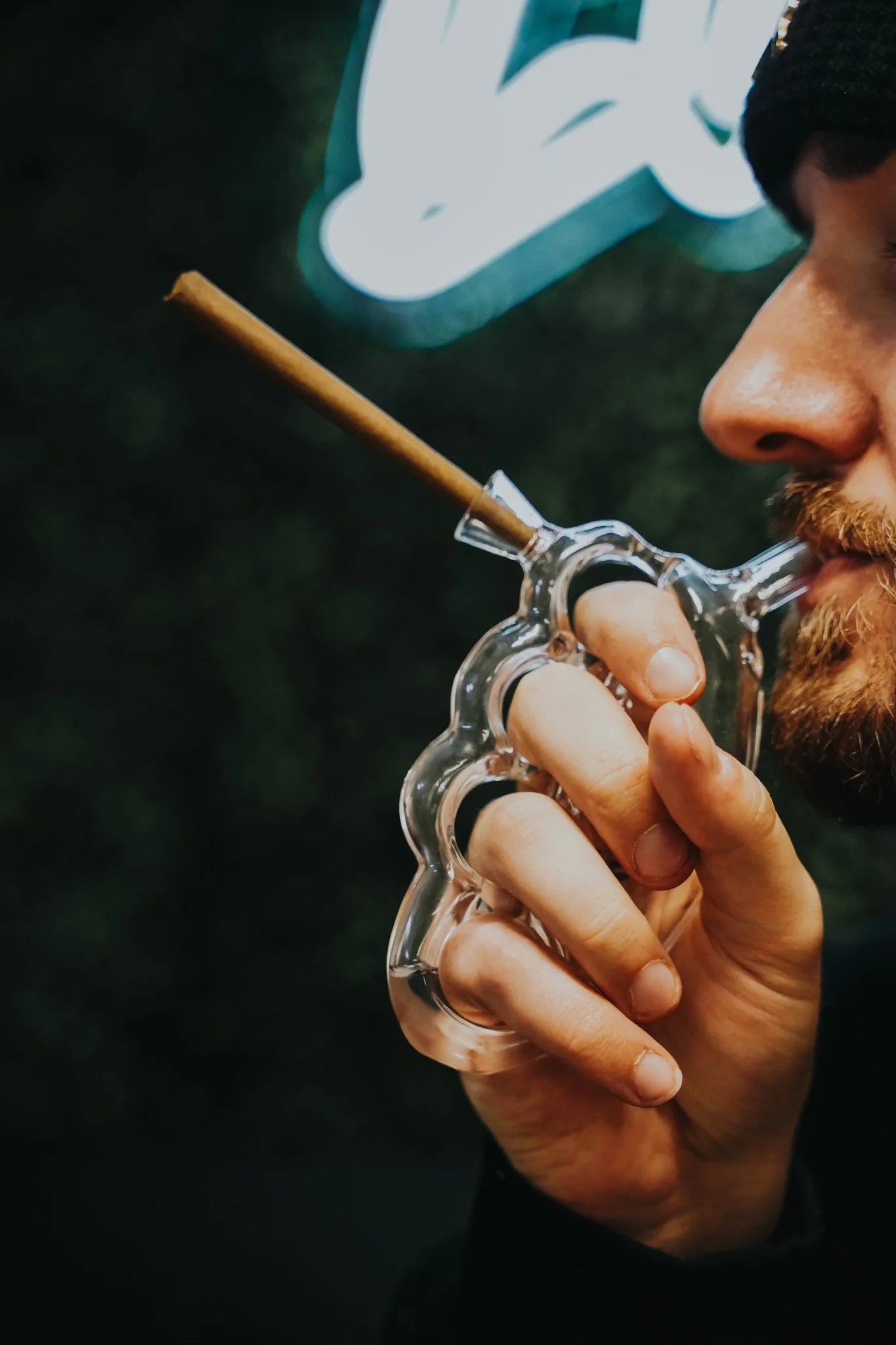 Glass Knuckle Bubbler Cone Holder weed pipe Greenhit