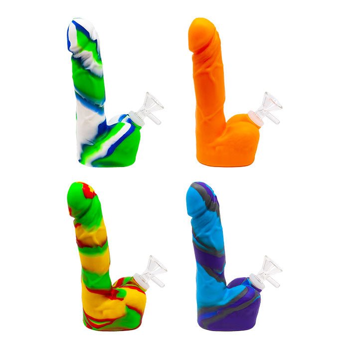 Penis Shape Colored Silicone Waterpipe 17cm