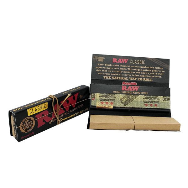 RAW Classic Black 1 1/4 Papers + Tips